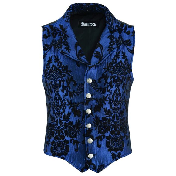 VICTORIAN GENTLEMAN'S ARISTOCRAT VEST TAPESTRY STYLISH CASUAL VEST BLUE - Picture 1 of 4